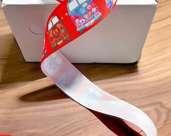 GROSGRAIN RIBBON VW Bus……1.5” Wide 5 yards Not Wired.  Perfect for Hair Bows, Crafts, Binding, etc…*Inventory Reduction Sale*