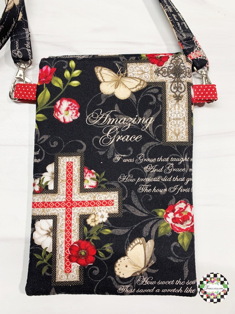 Amazing Grace themed Fabric Cell Phone ShoulderCrossbody Bag with roomy Outside Pocket Perfect Gift Idea