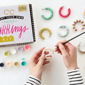 DIY Jewelry Kit, Earring Painting kit, DIY gift, bachelorette party craft, teen gift, bridesmaids gift, stocking stuffers, Classic Hoop Kit