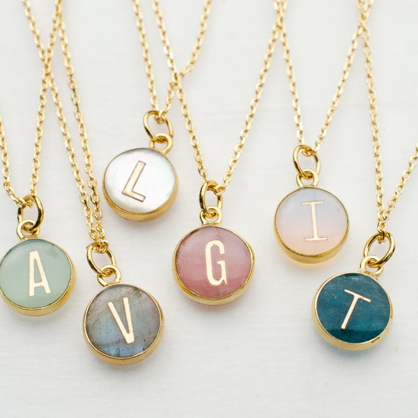 Round initial necklace, Personalized initial necklace, monogram initial, custom initial, round letter pendant, layering necklace