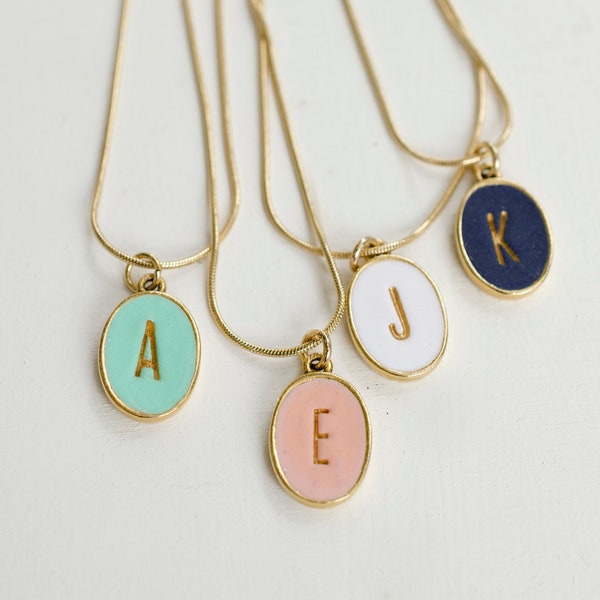 Custom Oval Initial Necklace, Anniversary gift, gift for mom, gift for her, initial necklace, clay jewelry, handmade necklace, oval initial