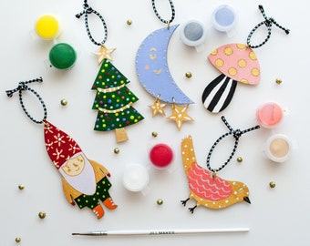 DIY Ornament Painting Kit, Christmas Craft kit, Christmas ornament Kit, Painting kit for kids, Painting kit for adults, Holiday kit,Woodland
