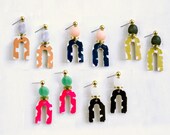 Colorful modern statement earrings, maximalism, colorful earrings, geometric earrings, acrylic earrings