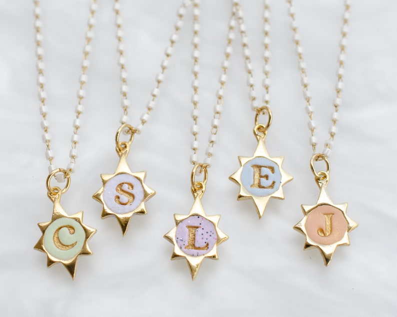 Personalized Initial Star Necklace celestial necklace custom image 1