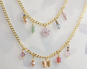 Custom Colorful Charm Necklace and Bracelet