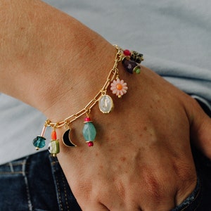 Customizable charm bracelets, Personalized charm bracelet, Pearl bracelet, initial charm bracelet, colorful charm bracelet, gifts under 50 image 8