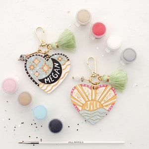Valentines day craft, Diy painting kit, Keychain Painting Kit, Galentines day craft, Heart keychain, Kids craft kit, Custom painting kit,