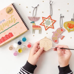 Kit de bricolaje para fiestas, adornos de bricolaje, kit de pintura navideña, kit de adornos navideños, kit de manualidades navideñas, kit de manualidades para niños, kit de pintura, regalo navideño