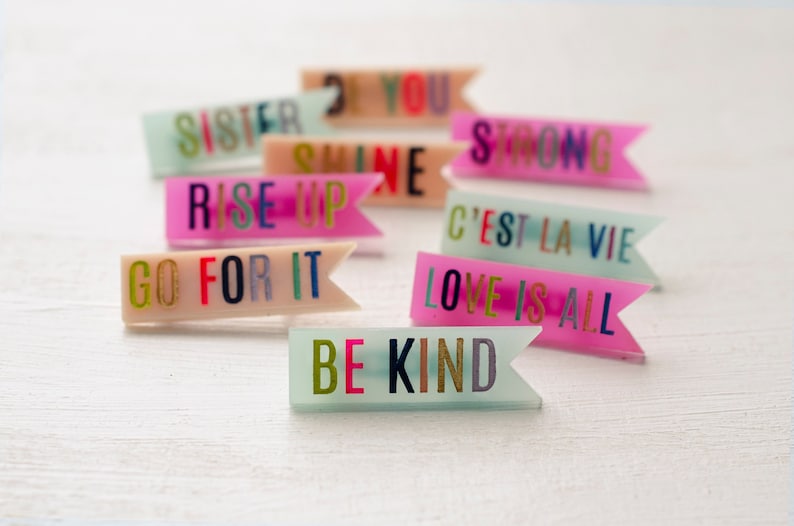 Custom name or word Pin, colorful pin, be kind pin, brooch, inspirational pin, colorful accessory image 1