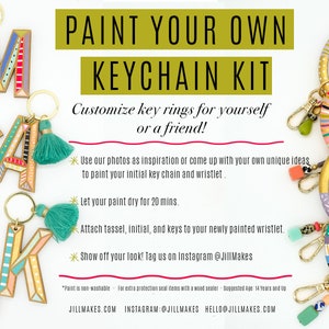 DIY Keychain Painting Kit, Craft kit, DIY kit, jewelry kit, bachelorette party craft, diy jewelry, gift for her, party kit, Keychain Kit image 5