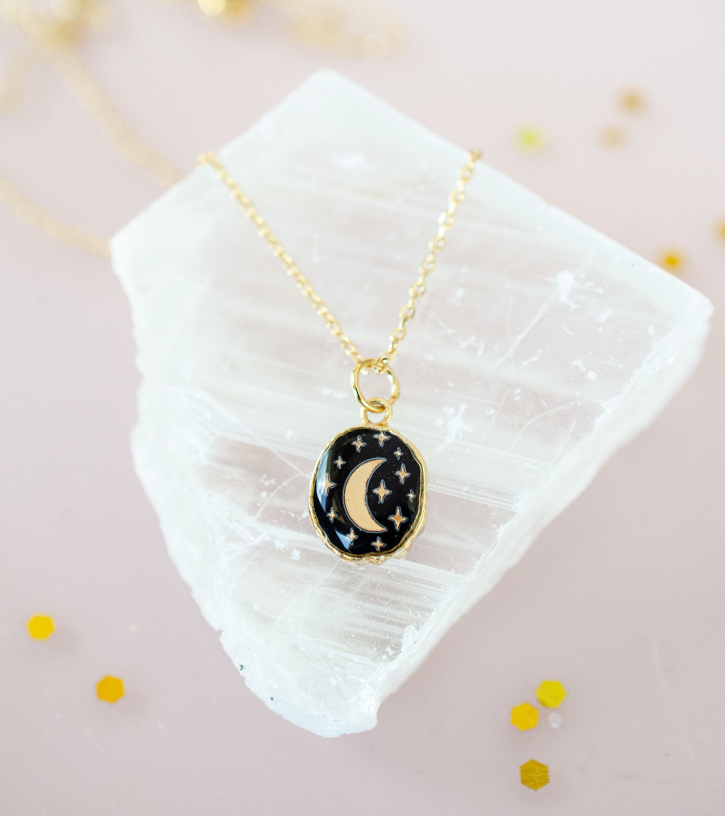 Onyx Moon Necklace, Astrology Necklace, Black Moon Necklace