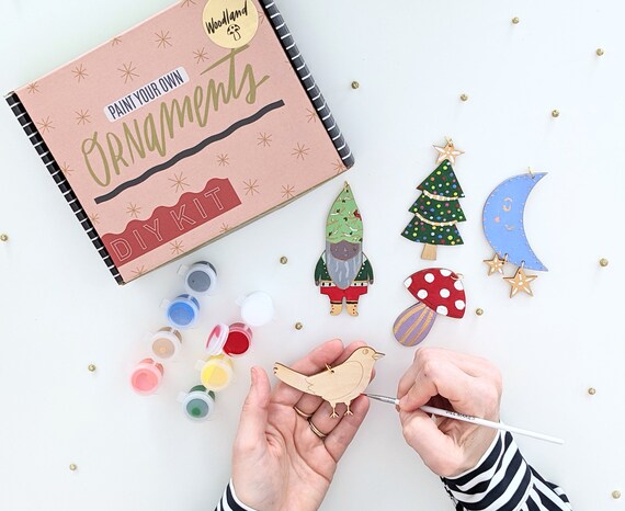 DIY Ornament Painting Kit, Christmas Craft Kit, Christmas Ornament Kit,  Painting Kit for Kids, Painting Kit for Adults, Holiday Kit,woodland 