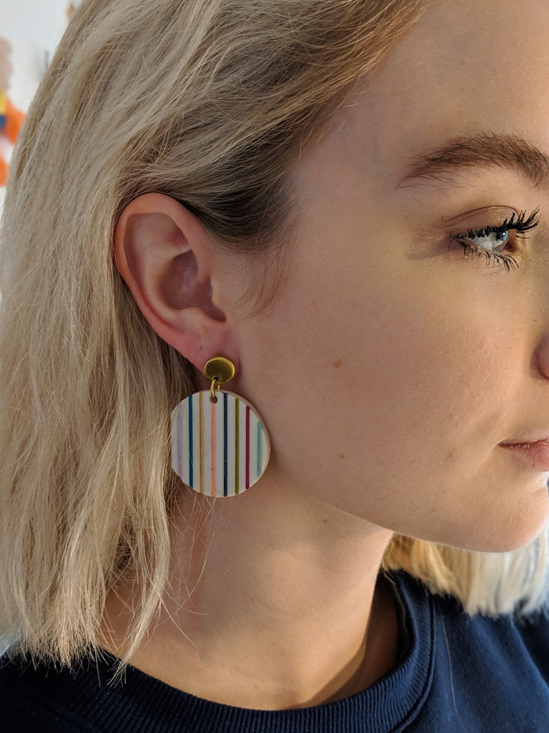 Confetti modern acrylic statement earrings jewel tones, gift for her, colorful earrings, geometric earrings, Terrazzo earrings image 5