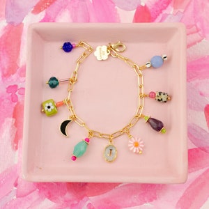 Customizable charm bracelets, Personalized charm bracelet, Pearl bracelet, initial charm bracelet, colorful charm bracelet, gifts under 50 image 3