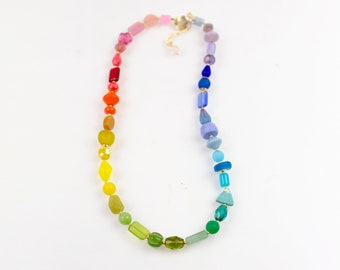 Colorful beaded friendship necklace, rainbow necklace, multicolored necklace, beaded choker necklace,pride necklace, bright beaded necklace,