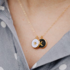 Sun and moon necklace, astrology pendant, Celestial Jewelry ,bridesmaid gift, gold moon necklace, crescent necklace, circle pendant, dainty image 9