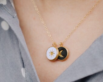 GlamRays Collana Gotica Sole e Luna, Ciondolo in Cristallo, Accessori Gioielli Y2k, Collana a Strati con Luna Crescente, Rosa