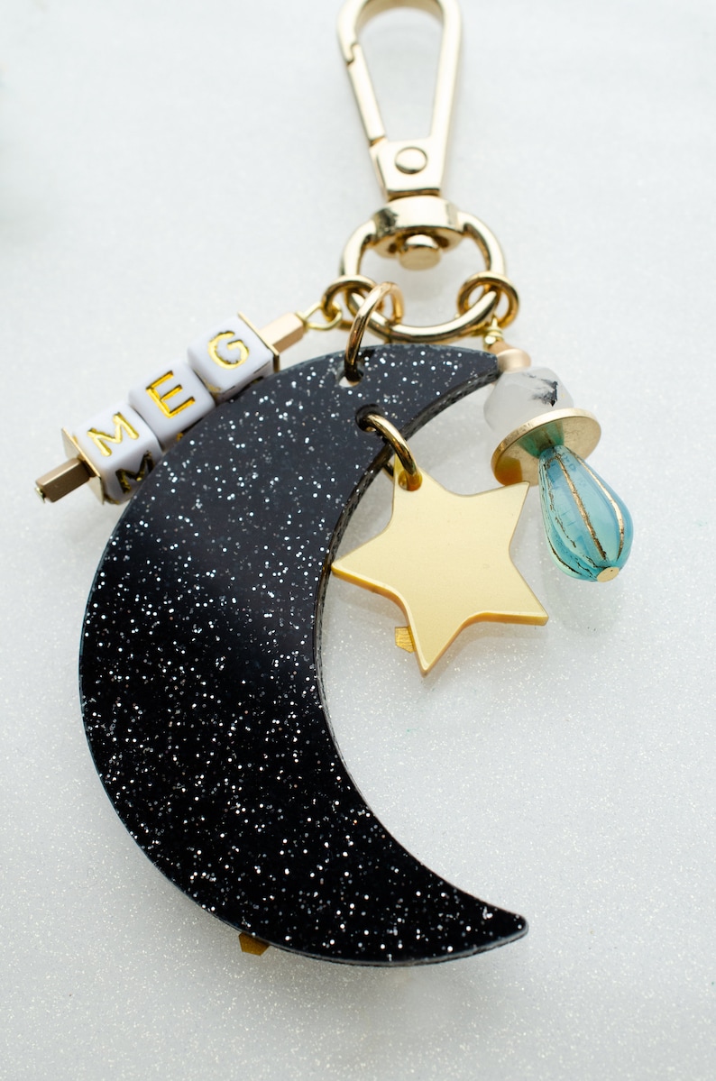 Personalized Celestial Keychain, Glitter Zodiac Keychain, Custom Name ...