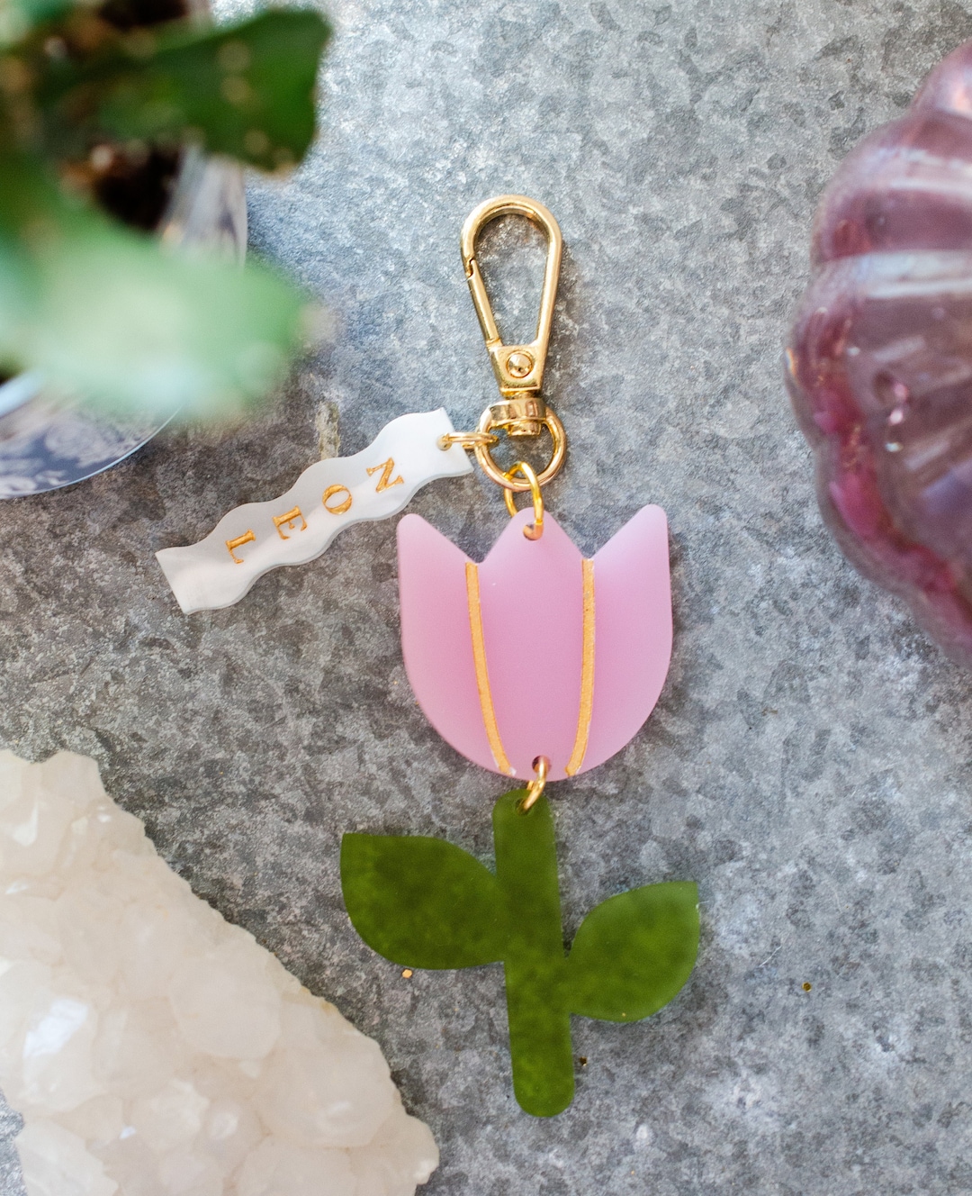 Flower Key Tags Acrylic Flower Keychain, Flower Name Keychain, Custom Gift ...
