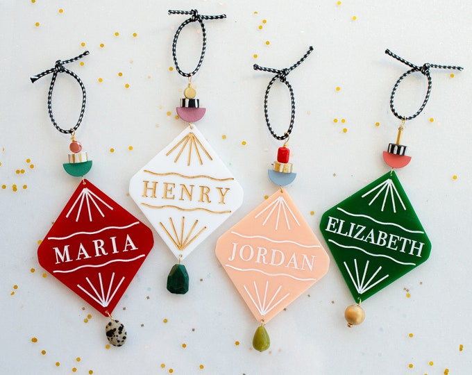 Name Ornament, Personalized Christmas Ornament, Custom Colorful holiday decor, Keepsake Ornament, Beaded ornament, Personalized Gift