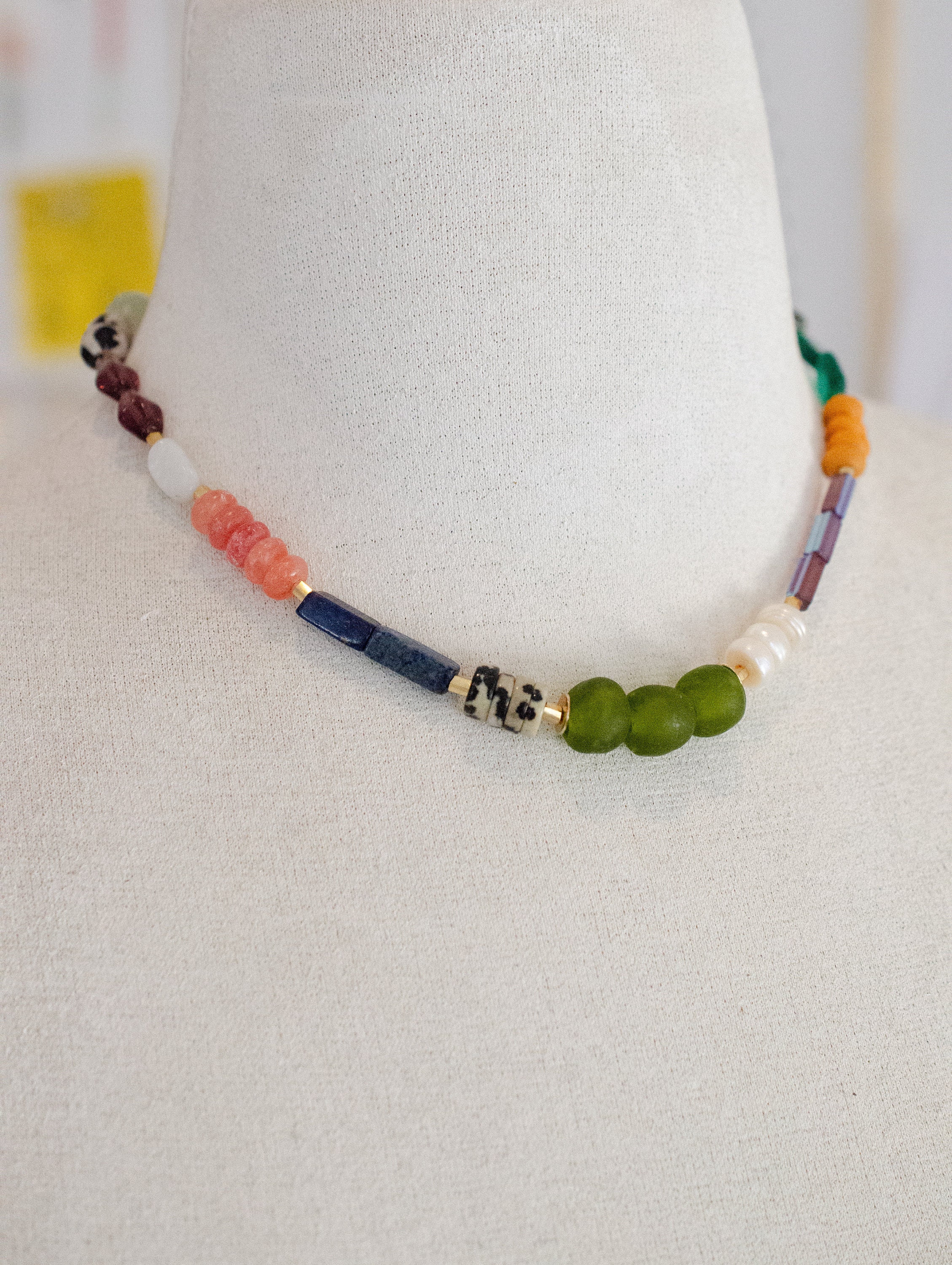 Colorful beaded friendship necklace, flower necklace, multicolored nec –  jillmakes