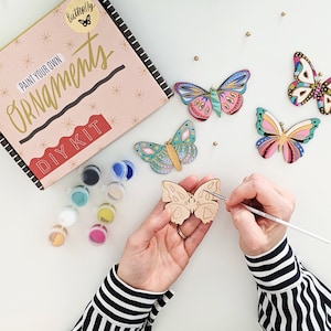 Butterfly ornament kit, painting kit for kids, painting kit for adults, wooden painting craft, craft kit, diy christmas ornament, kids craft