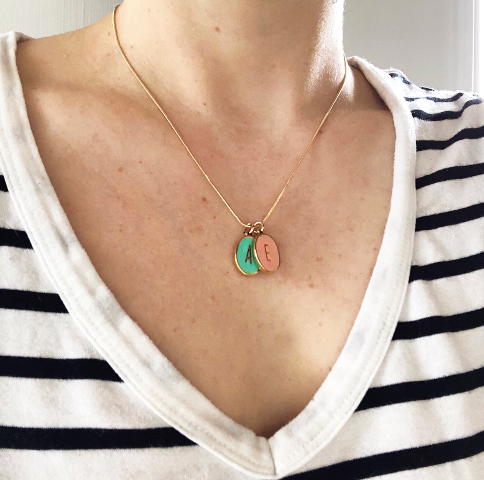 Custom Oval Initial Necklace Anniversary Gift Gift for Mom Etsy