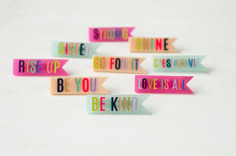 Custom Name or Word Pin Colorful Pin Be Kind Pin Brooch Etsy