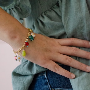 Beaded charm bracelet, handmade bracelet, gift for her, colorful bracelet, unique bracelet, colorful charm, Beaded bracelet with charms image 5