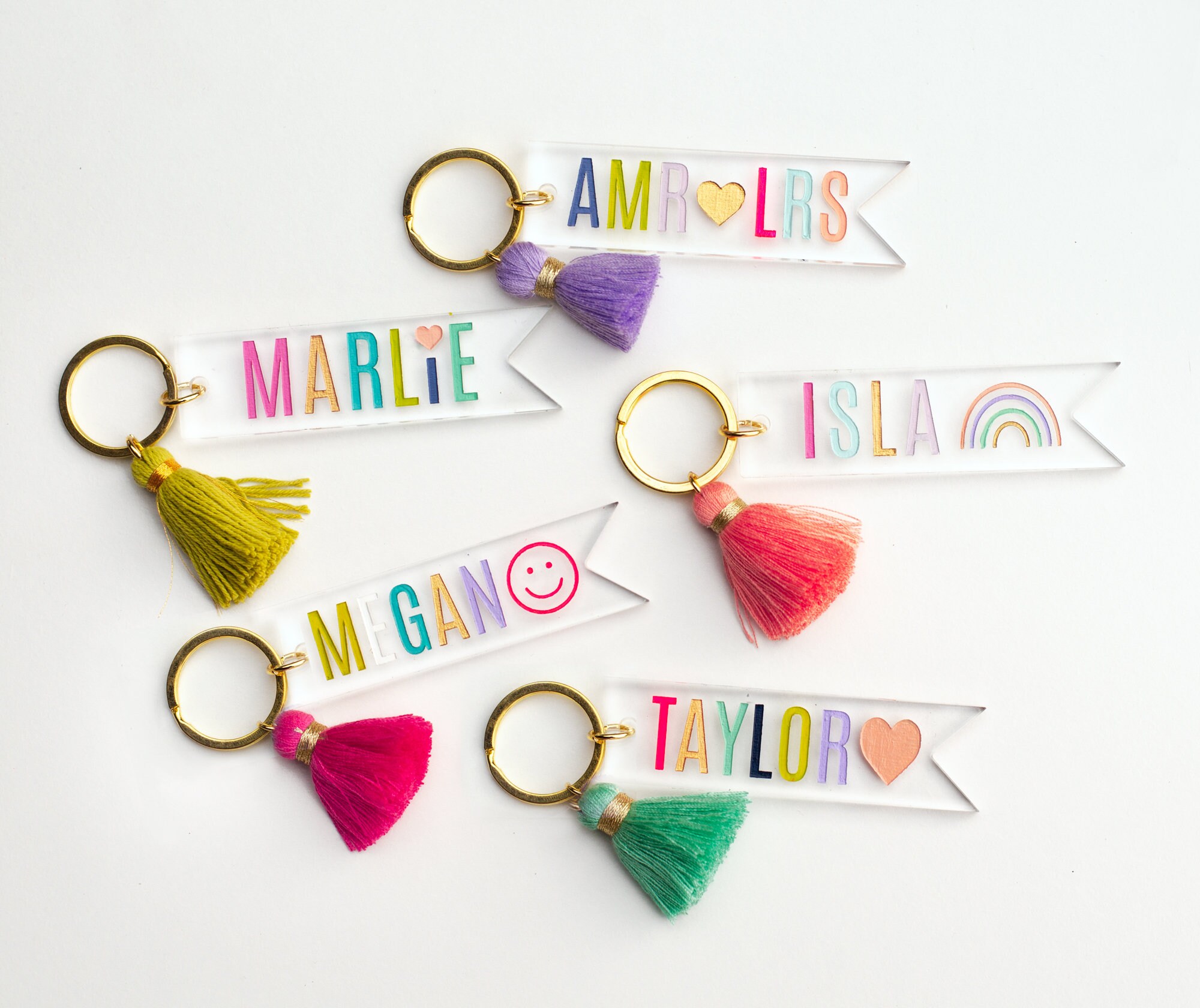Personalized Name Keychain Custom Name Keyring Party Favors Acrylic Keychain Gifts For Her Choose Your Brush Stroke /& Text Colors