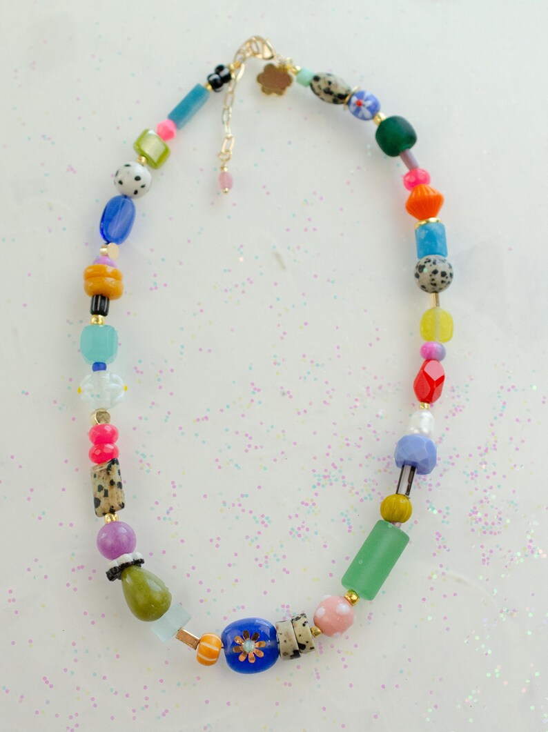 Colorful Statement Beaded Necklace, Handmade Multicolored Necklace ...