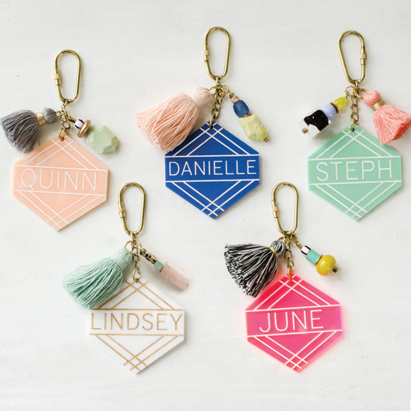 Tassel name keychain personalized beaded keychain bridesmaid Etsy