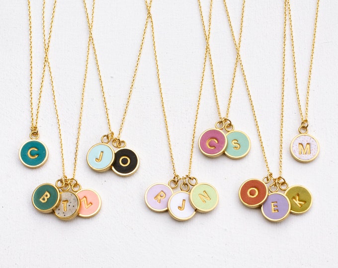 Custom letter necklace, Initial Necklaces for Moms, multiple initial necklace, anniversary necklace, round initial necklace, simple initial