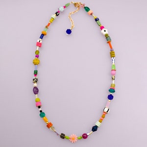 Colorful beaded friendship necklace, Multicolor beaded seed bead necklace, rainbow necklace, trendy beaded necklace, best friend necklace