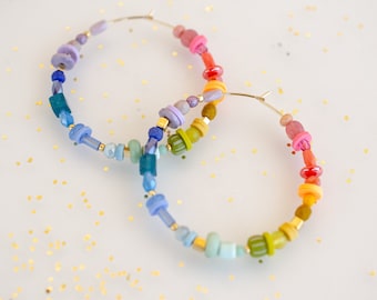 Colorful seed bead earrings, Gay Pride Jewelry, Rainbow beaded earrings, colorful beaded earrings, gold filled earrings, gift for, earrings