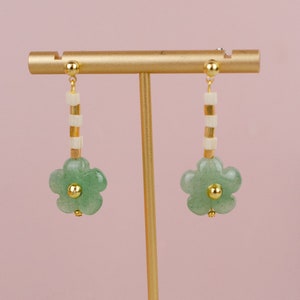 Iaceble Boho Crystal Flower Hoop Earrings - Pink Acrylic & Rhinestone Dangle Earrings For Women - View #12