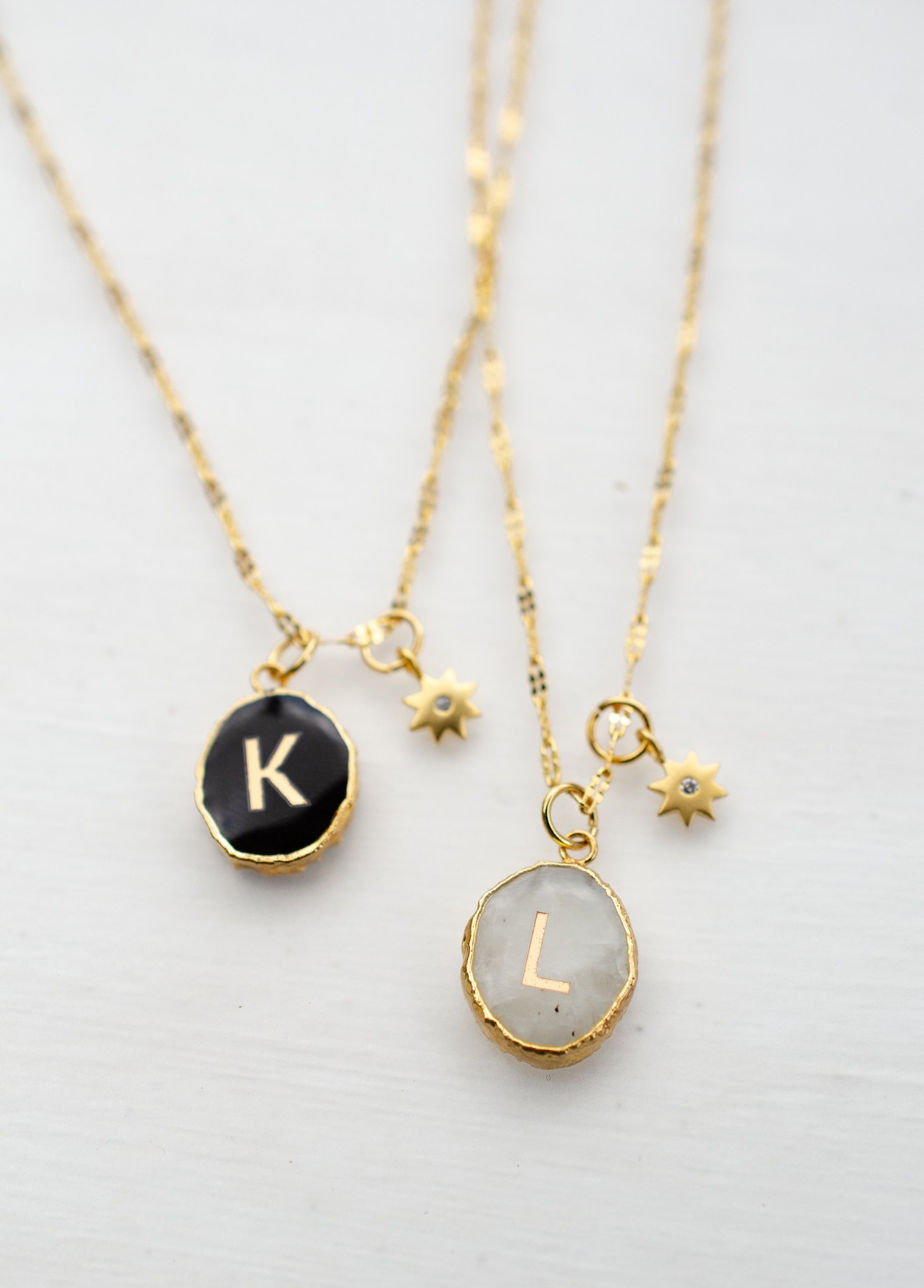 Initial Gemstone Charm Necklace Celestial Necklace Etsy