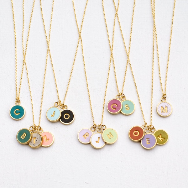 Custom letter necklace, Initial Necklaces for Moms, multiple initial necklace, anniversary necklace, round initial necklace, simple initial