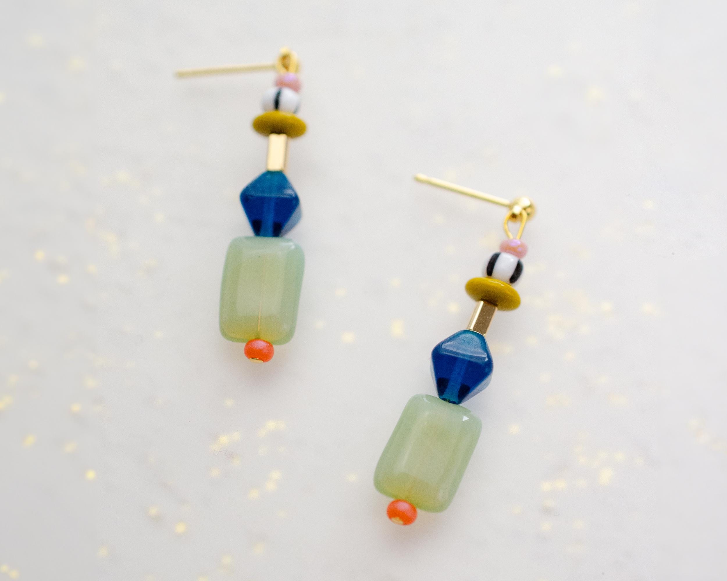 Colorful beaded earrings, handmade beaded earrings, colorful earrings, beaded dangle earrings, handmade jewelry, colorful eclectic jewelry,