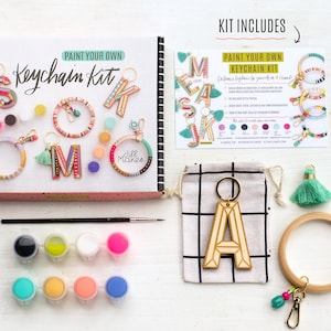 DIY Keychain Painting Kit, Craft kit, DIY kit, jewelry kit, bachelorette party craft, diy jewelry, gift for her, party kit, Keychain Kit image 3