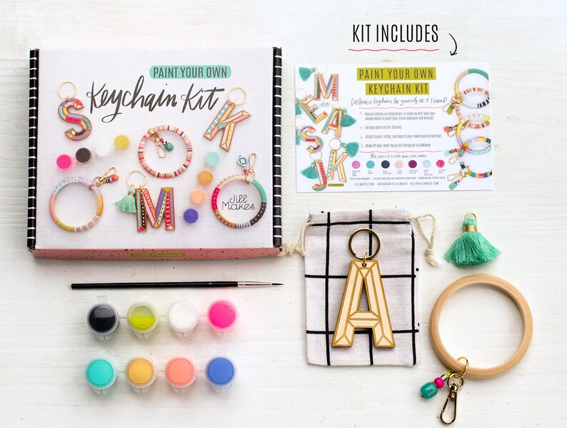 DIY Keychain Painting Kit Craft Kit DIY Kit Jewelry Kit Etsy
