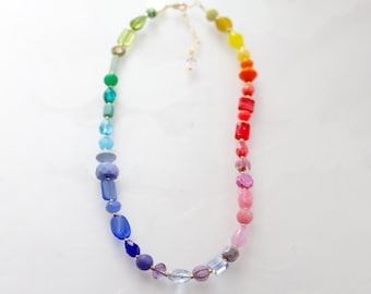 Colorful beaded friendship necklace, rainbow necklace, multicolored necklace, beaded choker necklace,pride necklace, bright beaded necklace,
