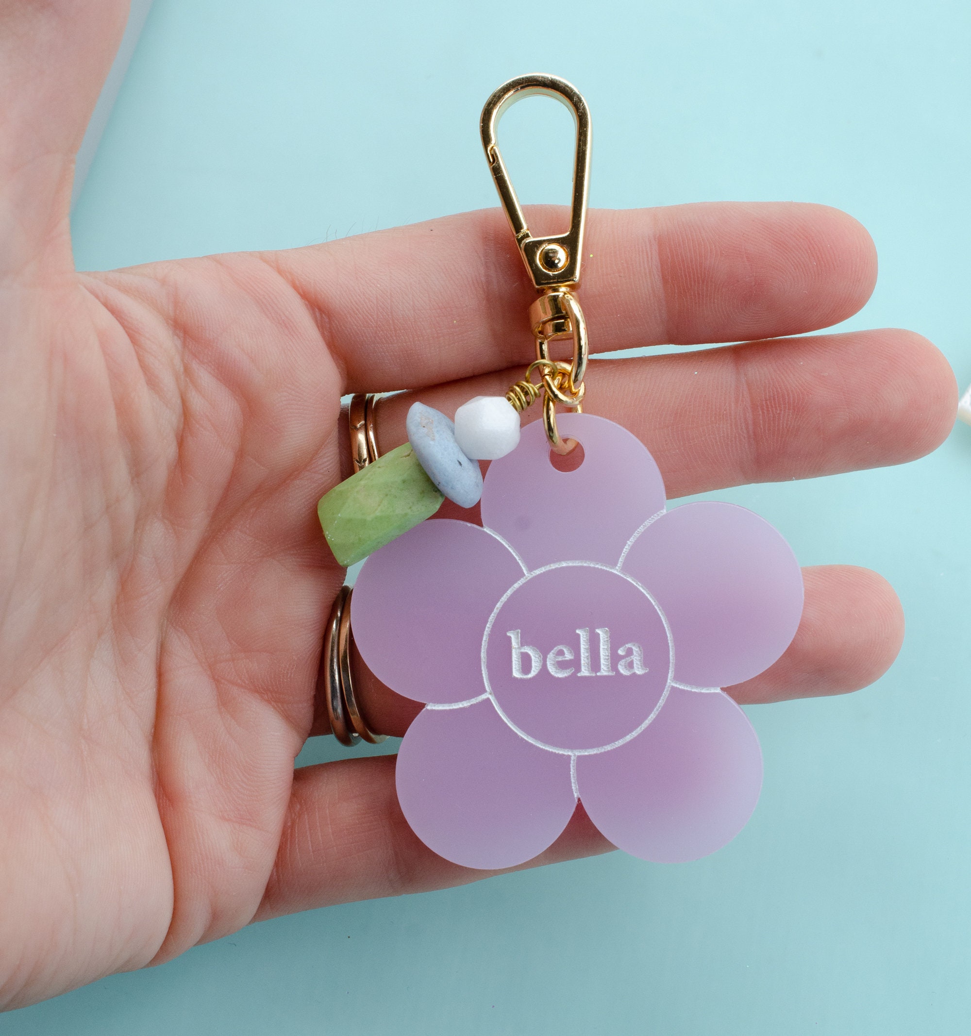 Personalized Name Keychain flower keychain bridesmaid gift Etsy