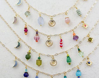 Handmade Pearl zodiac charm necklace, Zodiac sign necklace, Star sign charm necklace, Unique zodiac jewelry gifts, Fire sign necklace,