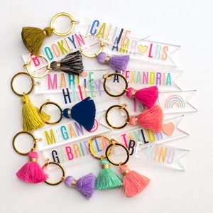 Personalized Name keychain, Custom Name Tag, Colorful tassel keychain, Customizable keychain, Bridal Party gifts, Bulk keychain, image 6