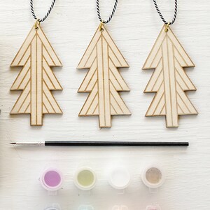 DIY Kit, Painting kit, ChristmasTree Ornament, Craft Kit, Holiday Kit, wooden trees, colorful holiday decor, Holiday craft, Classic Tree Kit image 3