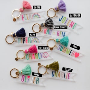 Personalized Name keychain, Custom Name Tag, Colorful tassel keychain, Customizable keychain, Bridal Party gifts, Bulk keychain, image 2