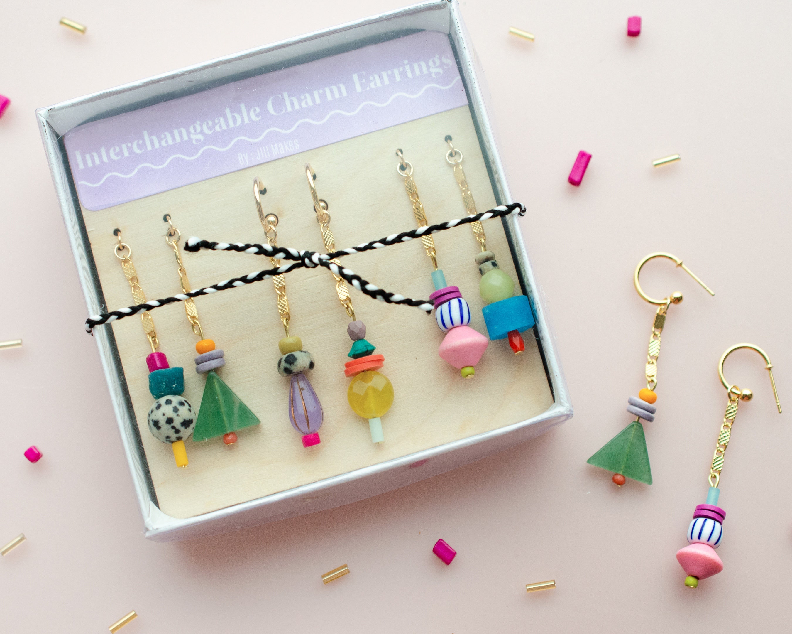 Beaded charm earrings mix and match earrings colorful dangle Etsy