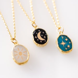 Celestial Necklace, Astrology Necklace, Dainty Gemstone, Gold Star Necklace, Moon Pendant, Galaxy Jewelry, Zodiac Necklace, Sun Necklace, image 5