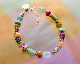 Handmade statement bracelet, colorful beaded bracelet, friendship bracelet, bright bracelet, chunky beaded bracelet, bold beaded bracelet,